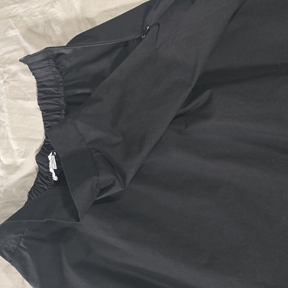 Elegant Black Midi Skirt, 100% Cotton, Sz M NWT